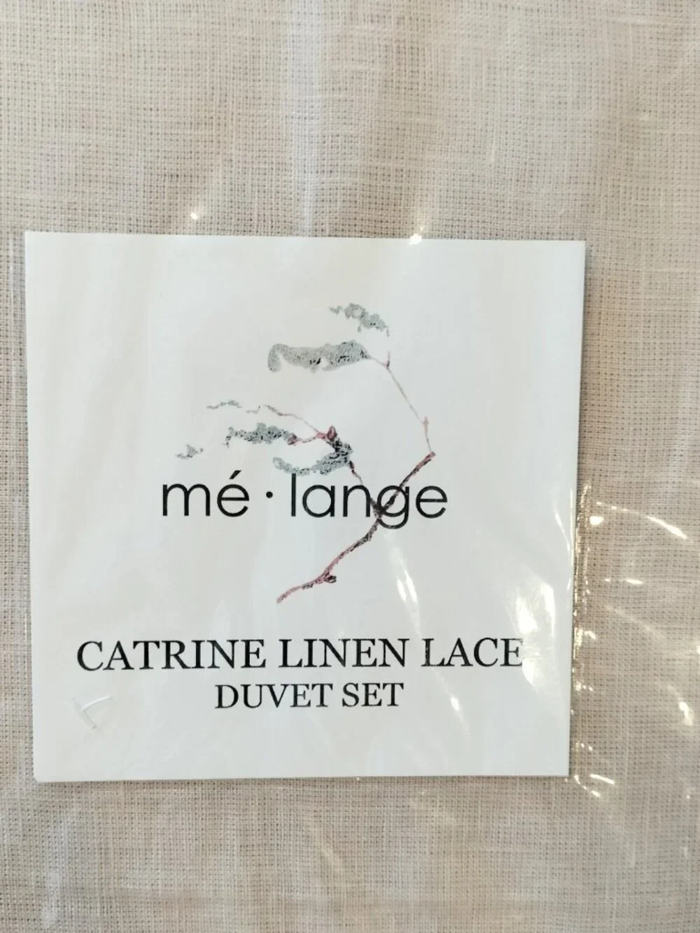 Melange Catrine Linen Crochet Lace 3 Piece Duvet Set King Sz  Blush Pink